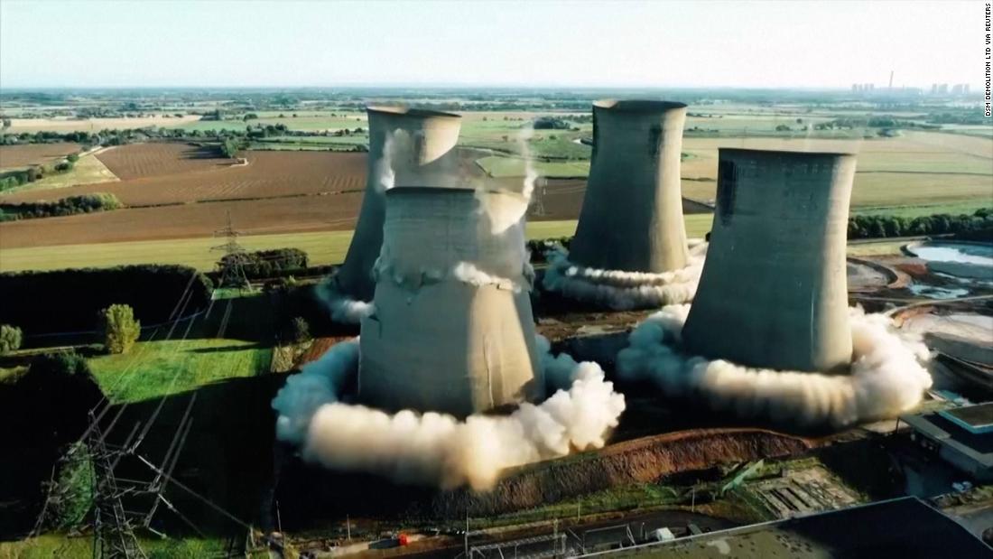 Watch UK energy station cooling towers being demolished - CNN Video