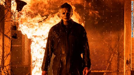 Michael Myers (aka The Shape) in Halloween Kills, directed by David Gordon Green.