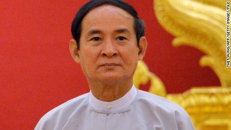 Myanmar&#39;s ousted President Win Myint at the Presidential Palace in Naypyidaw on August 6, 2018.
