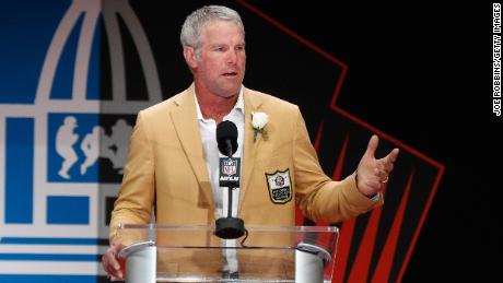 Favre during his 2016 Class Pro Football Hall of Fame induction speech.
