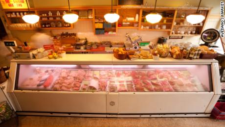 Pasture-raised pork is displayed at Avedano&#39;s Holly Park Market, a San Francisco-based butcher shop.
