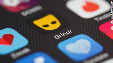 The Grindr app logo on a mobile phone