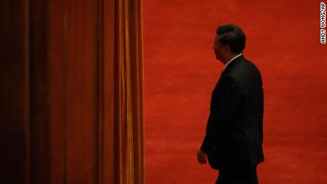 Chinese President Xi Jinping addresses the People's Hall in Beijing on October 9, 2021.