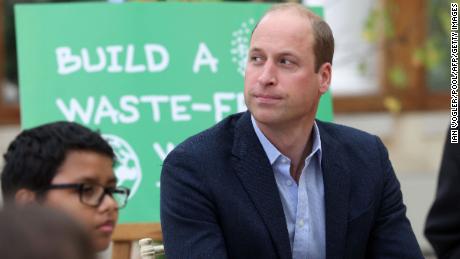 William interacts with schoolchildren during a &quot;Generation Earthshot&quot; educational initiative at London&#39;s Kew Gardens on October 13, 2021. 