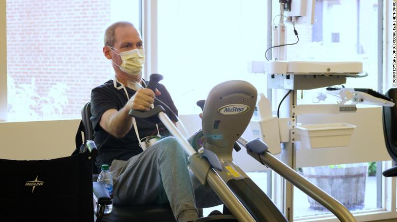 Robby Walker spent a month in rehab at Gaylord Specialty Healthcare in Connecticut. Scarred lungs and reduced lung capacity make even small tasks challenging, he said.