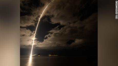 This long exposure image, taken over 2 minutes and 30 seconds, captures the beauty of the early morning launch.