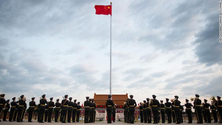 A flag-raising ceremony to celebrate the 72nd anniversary of the founding of the People's Republic of China is held  in Tiananmen Square in Beijing on October 1.