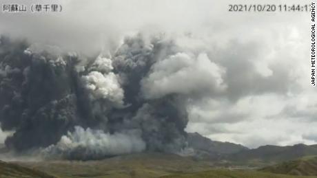 Mount Aso, a volcano on Japan&#39;s main southern island of Kyushu, erupted on Wednesday.