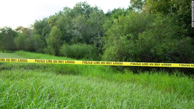 Police tape restricts access to Myakkahatchee Creek Environmental Park on October 20, 2021 in North Port, Florida. 