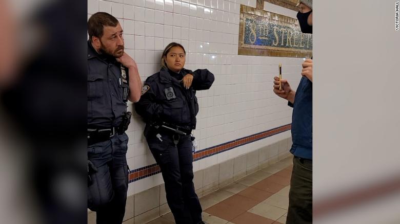 A subway rider confronted two cops not wearing masks. This is what happened next