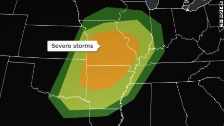 Severe storms with tornadoes threaten the central US this weekend