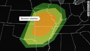 Severe storms with tornadoes threaten the central US this weekend