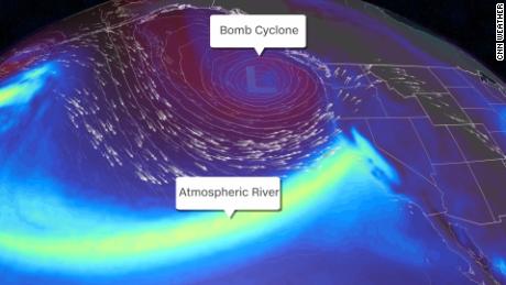 A very strong area of low pressure, deemed a &quot;bomb cyclone.&quot; will approach the Pacific Northwest this weekend, bringing an &quot;atmospheric river&quot; of moisture to California. 