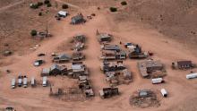 This aerial photo shows the Bonanza Creek Ranch in Santa Fe, New Mexico on Saturday, October 23.