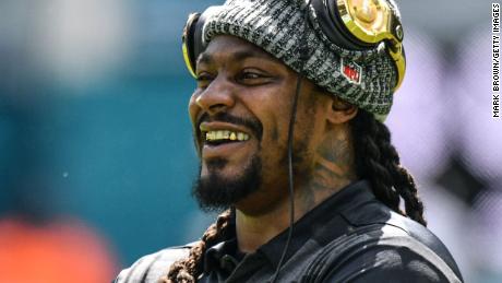 Marshawn Lynch smiles during his time with the Oakland Raiders.