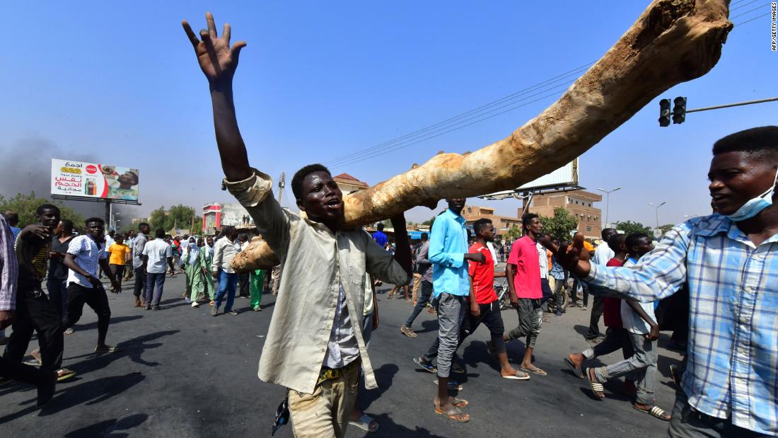 People in Omdurman, Sudan, protest against the coup on October 25.