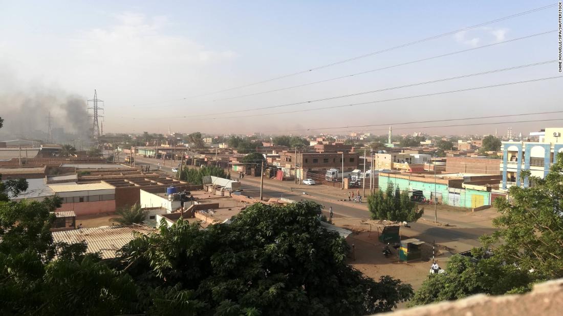 Smoke rises from a part of Khartoum on October 25.