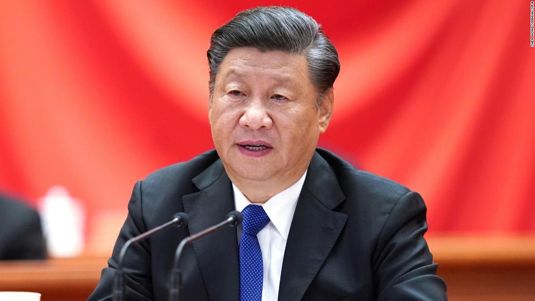 Chinese President Xi Jinping speaks at the Great Hall of the People in Beijing on October 9, 2021.