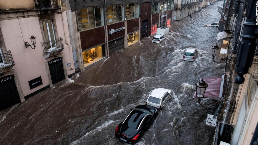 'Medicane' storm tears through southern Italy, flooding towns and leaving cars strewn across streets