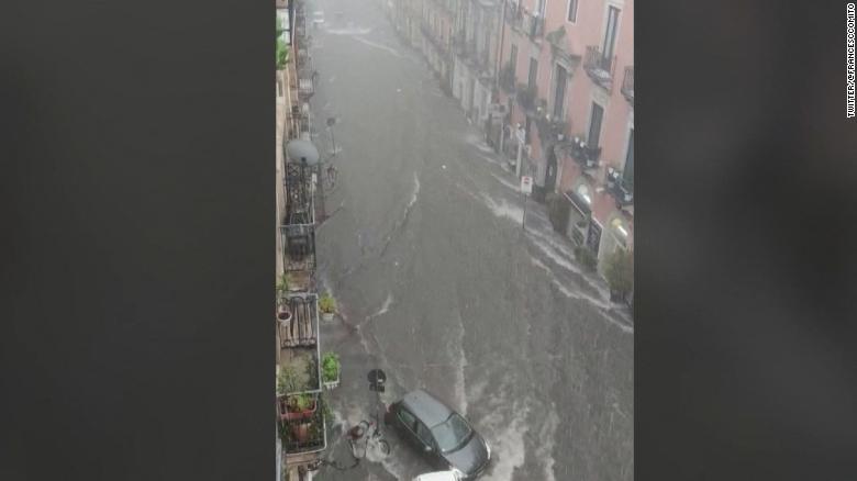 Dramatic video shows roads turned into rivers after flash rain 