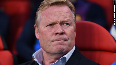FC Barcelona coach Ronald Koeman looks on before Wednesday&#39;s match against Rayo Vallecano in Madrid, Spain. Barcelona lost, and Koeman was fired after the game.
