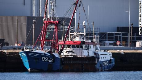 A British trawler is seen moored in the port of Le Havre after it was seized by France on Thursday. 