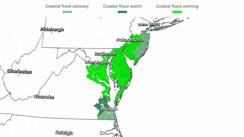 Friday's weather brings the threat of flooding to the mid-Atlantic.