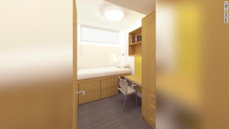 A rendering of a dorm room at UC Santa Barbara&#39;s Munger Hall. It has artifical windows to encourage students to spend more time in common areas. 