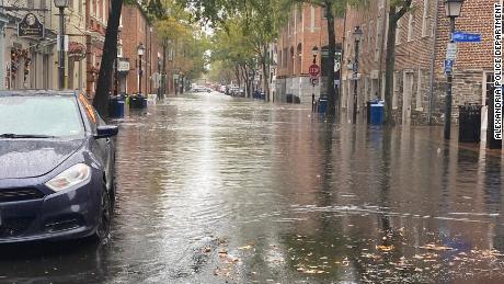 Alexandria police shared photos of coastal flooding that closed several streets