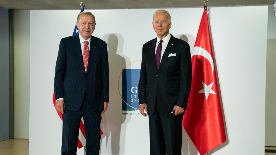 Biden meets with Turkish President Recep Tayyip Erdogan during the G20 summit on Sunday.