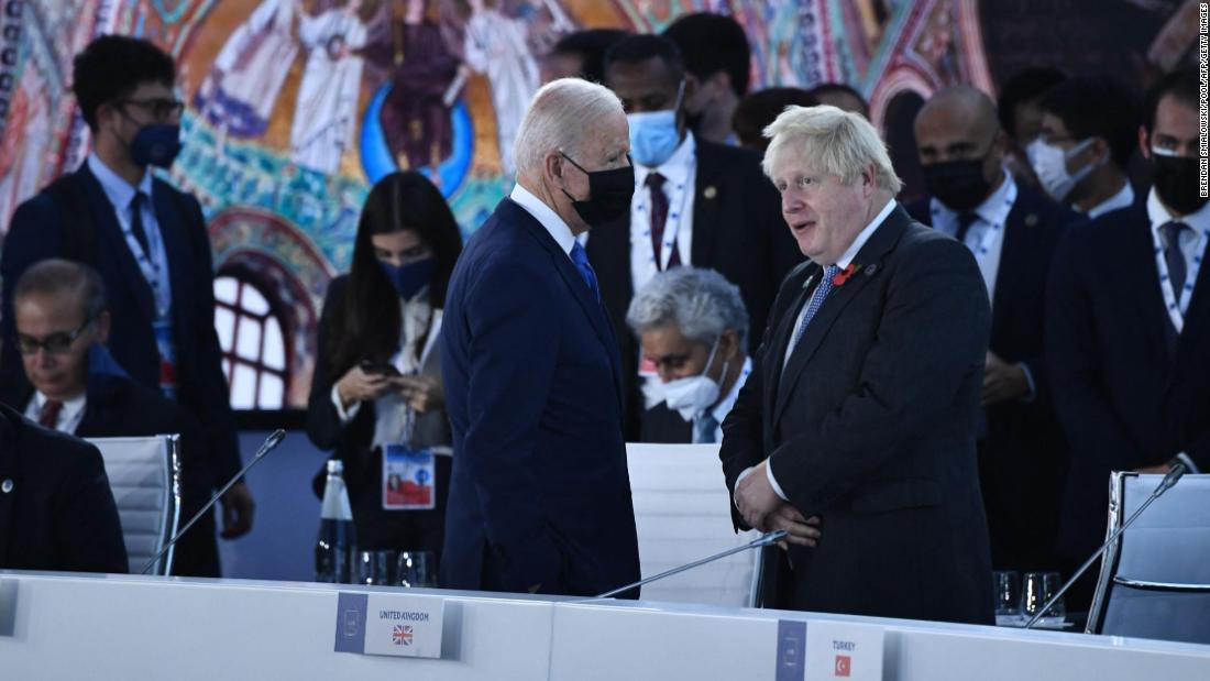 Biden and Johnson talk prior to the opening session of the G20 summit.