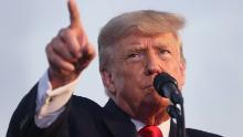 Former US President Donald Trump speaks to supporters during a rally at the Lorain County Fairgrounds on June 26, in Wellington, Ohio.