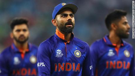 Virat Kohli of India looks on during the ICC Men&#39;s T20 World Cup match between India and Pakistan at Dubai International Stadium on October 24, 2021.