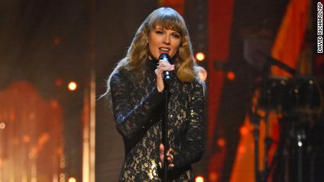 Taylor Swift performs during the induction ceremony at the Rock and Roll Hall of Fame.