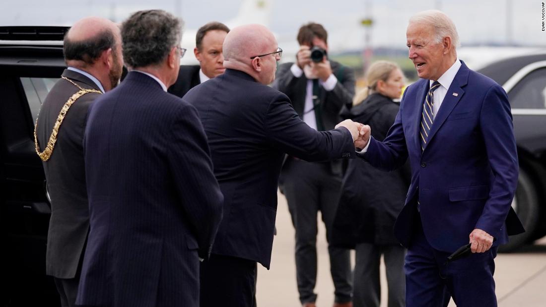 Biden is greeted at Edinburgh Airport before attending COP26. He and his wife, Jill, were in Italy over the weekend as he attended the Group of 20 Summit in Rome.