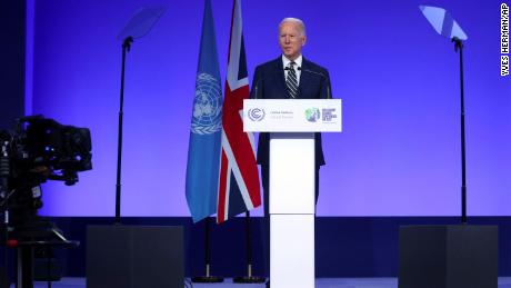 Biden speaks during the opening ceremony of the UN Climate Change Conference COP26 in Glasgow, Scotland, Monday Nov. 1, 2021. 