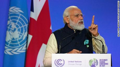 Indian Prime Minister Narendra Modi speaks at COP26.