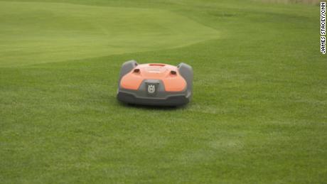 An electric mower used in Iceland&#39;s Brautarholt golf course. 