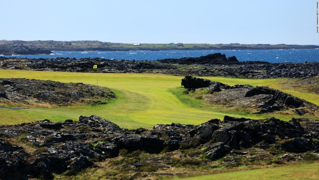 The par 4 third hole at Keilir Golf Club in Hafnarfjordur.
