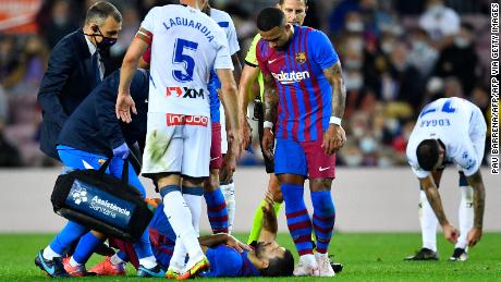 Sergio Aguero was forced off with chest pains during Barcelona&#39;s match against Alaves on October 30.