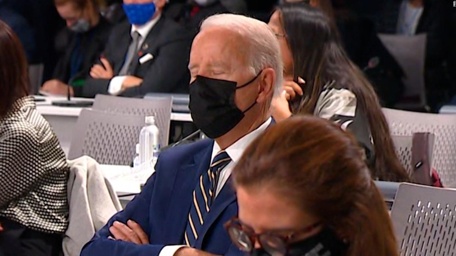 Cop26 Joe Biden Appears To Fall Asleep At Climate Summit Cnn Video