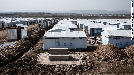 Shelters at a newly installed IDP camp  in Mekelle in June.