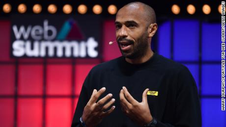 Thierry Henry speaking at the Web Summit in Lisbon, Portugal.