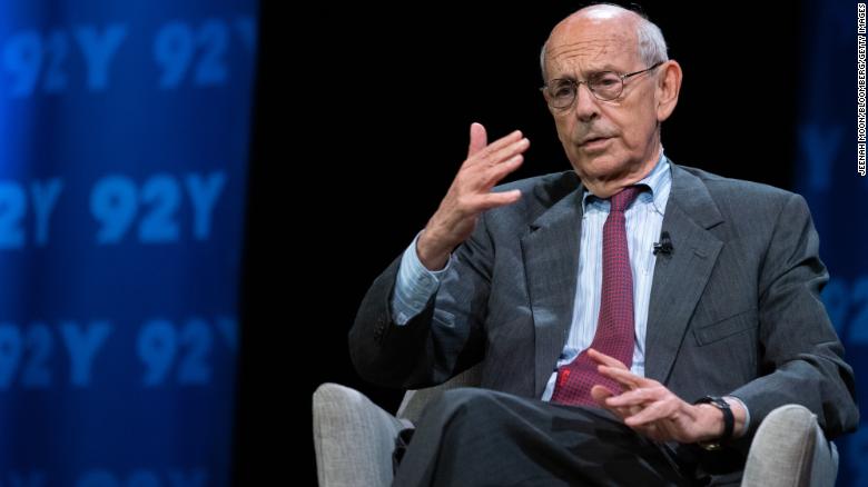 Justice Stephen Breyer speaks during an interview on &quot;The David Rubenstein Show&quot; in New York, in September. 