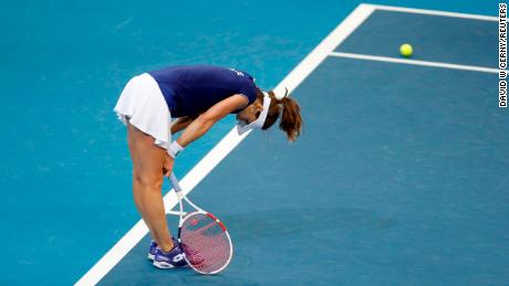 Cornet reacts during her match against Pavlyuchenkova.