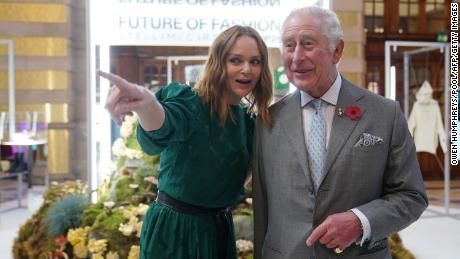Prince Charles joins British designer and sustainability advocate Stella McCartney to view a fashion installation by the designer, at Kelvingrove Art Gallery in Glasgow.