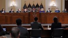 US congressional committee investigating the January 6 attack at the Capitol meet to vote on criminal contempt charges for Steve Bannon, one of former President Donald Trump&#39;s closest allies at the Cannon Office Building on October 19, 2021 in Washington, DC. (Photo by Olivier DOULIERY / AFP) (Photo by OLIVIER DOULIERY/AFP via Getty Images)