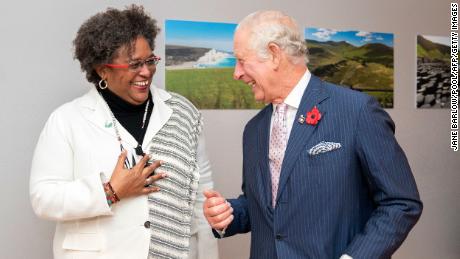 Prince Charles and Barbados&#39; Prime Minister, Mia Mottley, on day two of COP26 earlier this week.