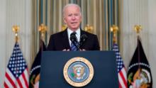 President Joe Biden delivers remarks on the October jobs report from the State Dining Room of the White House, Friday, Nov. 5, 2021, in Washington. (AP Photo/Evan Vucci)