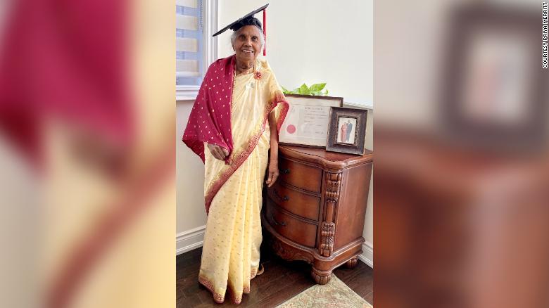 An 87-year-old grandmother from Sri Lanka has become the oldest person to earn a master’s degree at this university in Canada